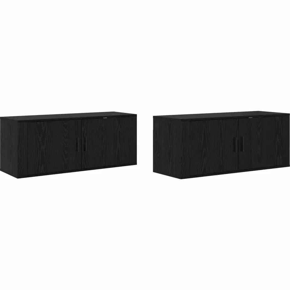 vidaXL Wandtv-kast Set 2 st 100 x 34,5 x 40 cm Zwart Eiken, foto 3