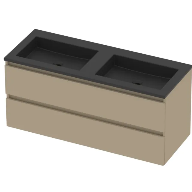 Basic-Line Aura 46 Badmeubelset Acryl 120x46x54 cm A46MZEMB120D0 Mat Beige Mat Zwart