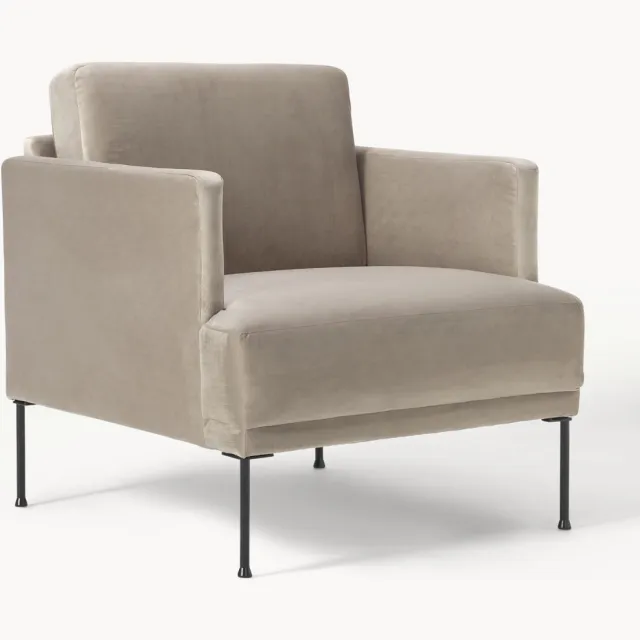 Westwing Collection Fluwelen fauteuil Fluente taupe
