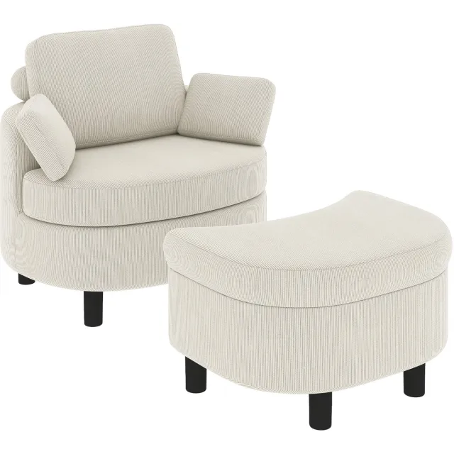 GranMaison Relaxfauteuil - Relaxzetel - Relaxstoel - Fauteuil - Stoel - Met armleuning - Voor één Persoon - Crèmewit
