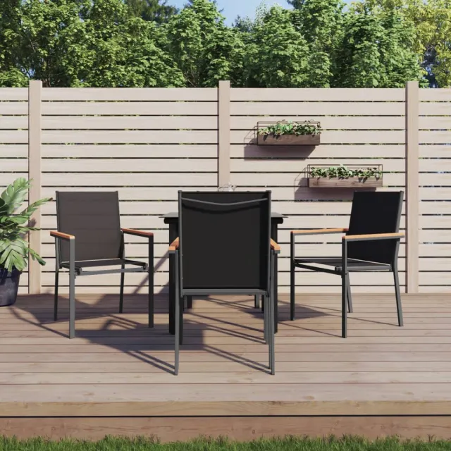 vidaXL 5-delige Tuinset textileen en staal zwart