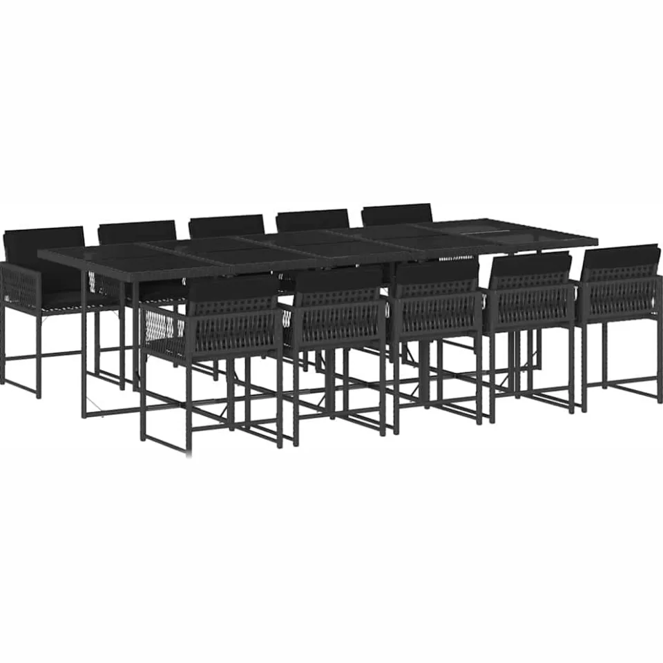 vidaXL 11-delige Tuinset met kussens poly rattan zwart, foto 3