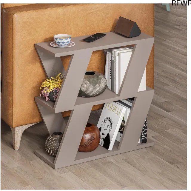 RFWR Smalle Bijzettafel met Opbergplanken | Modern Design voor Woonkamer en Kantoor | 60 x 22 x 57 cm