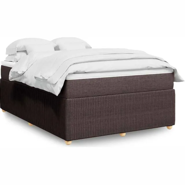 vidaXL Boxspring met matras stof donkerbruin 160x200 cm bruin