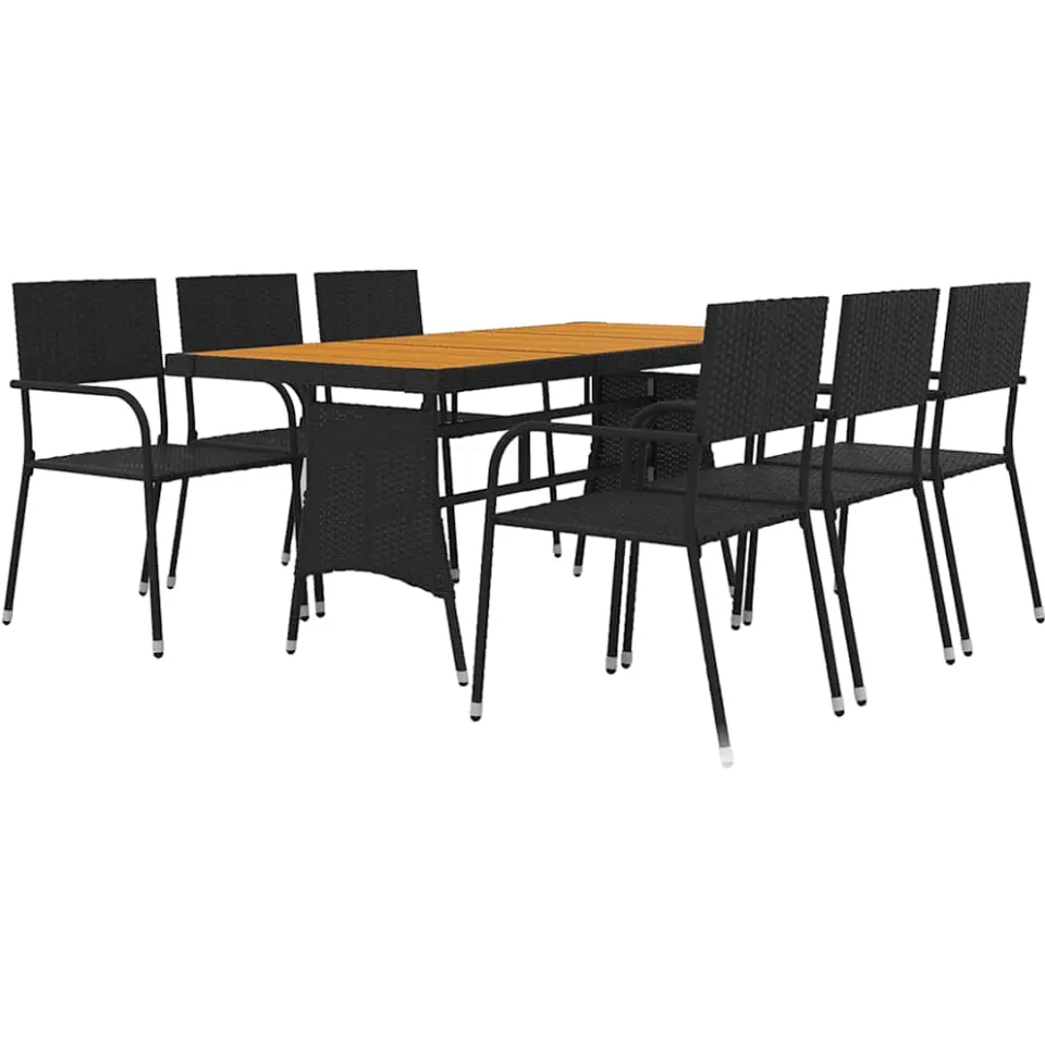 vidaXL 7-delige Tuinset poly rattan zwart, foto 3