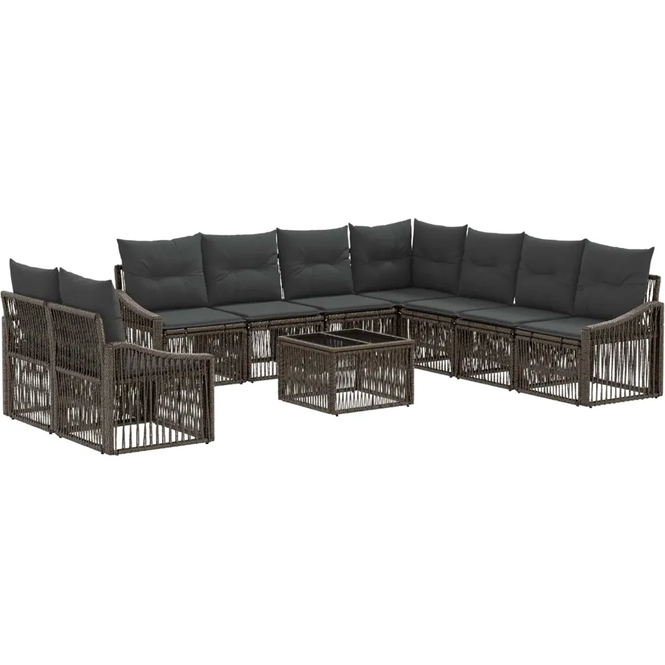 vidaXL Tuinbankenset 10 st Grijs poly rattan, foto 3