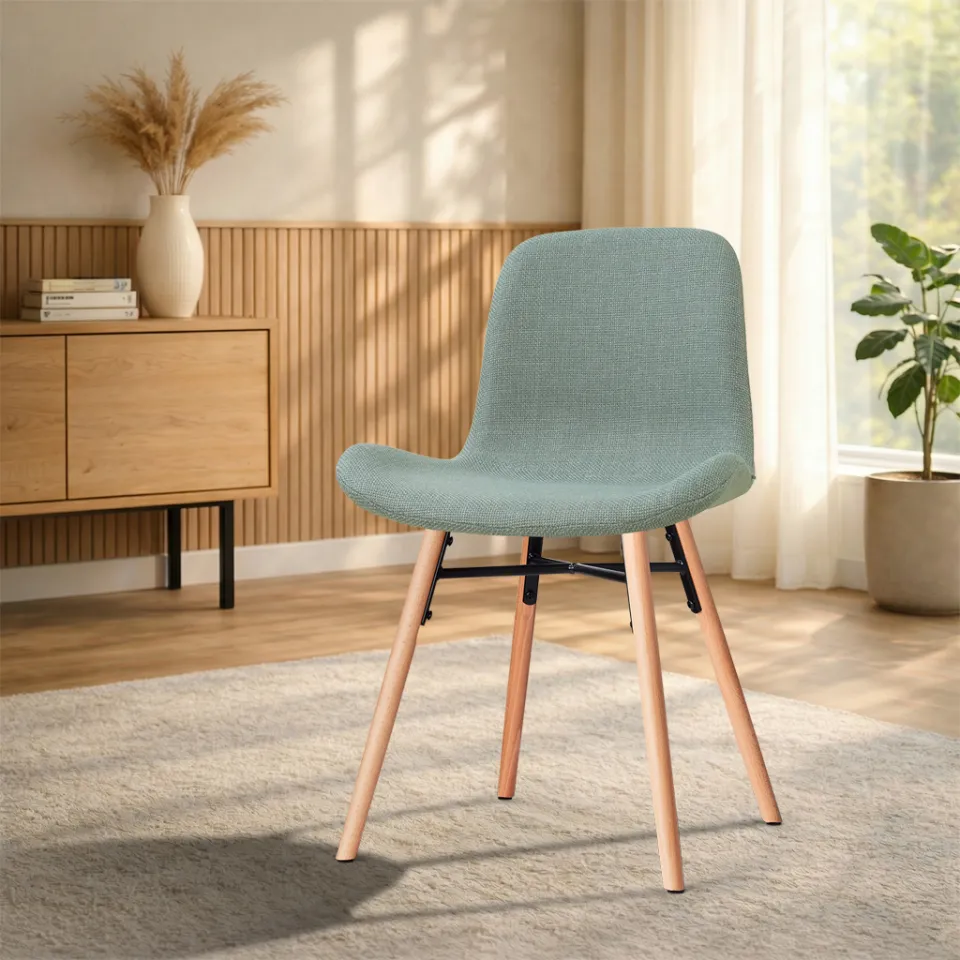 Nolon Nena-Fé eetkamerstoel saliegroen - houten onderstel, foto 2