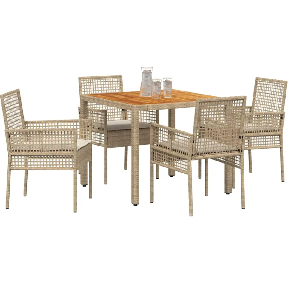 vidaXL Tuin eettafelset 5 st Beige poly rattan