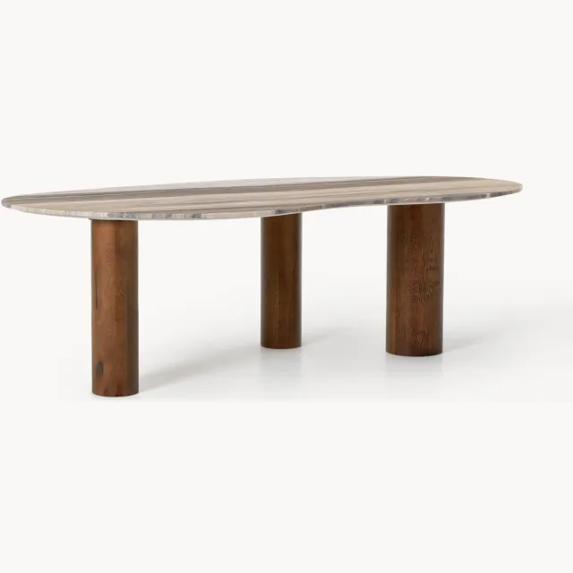 Westwing Collection Marmeren eettafel Naruto in organische vorm, in verschillende formaten Beige