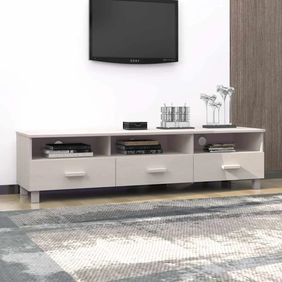 vidaXL Tv-meubel HAMAR 158x40x40 cm massief grenenhout wit, foto 3