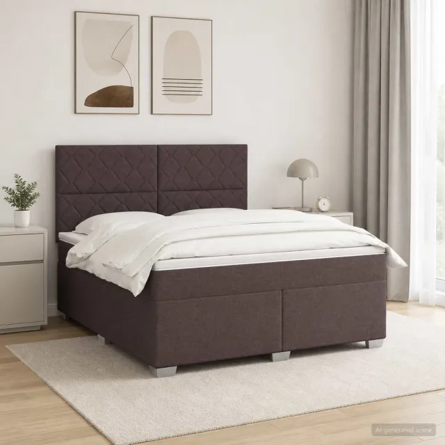 vidaXL Boxspringbed met matras Donkerbruin 160 x 200 cm Stof