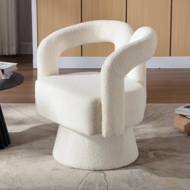 MODFU Draaibare Fauteuil - 360° Rotatie - Bouclé - Beige