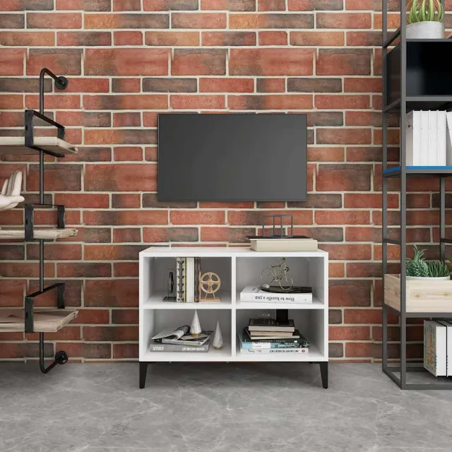 vidaXL Tv-meubel met metalen poten 69,5x30x50 cm wit, foto 2