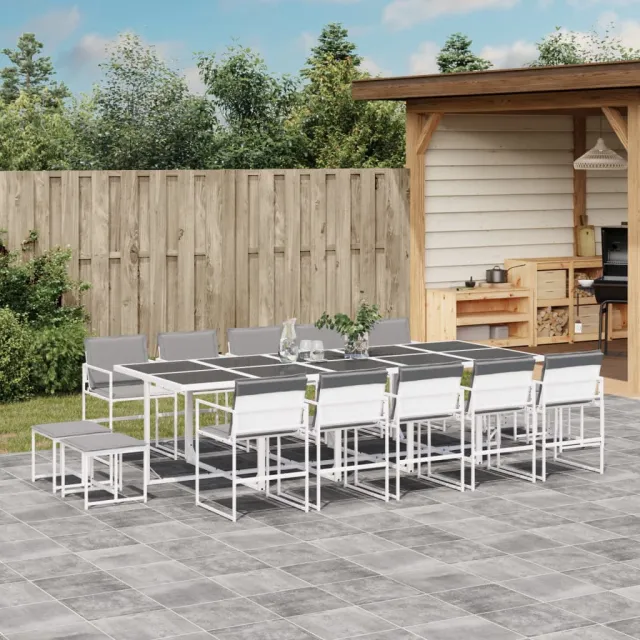 vidaXL 15-delige Tuinset met kussens textileen wit