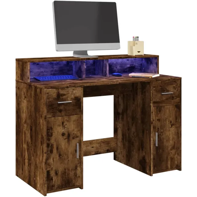 vidaXL Desk Gerookt eiken 120 x 55 x 91 cm Engineered wood Bruin