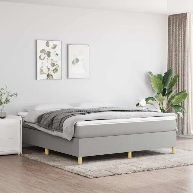 vidaXL Boxspring met matras stof lichtgrijs 160x200 cm grijs