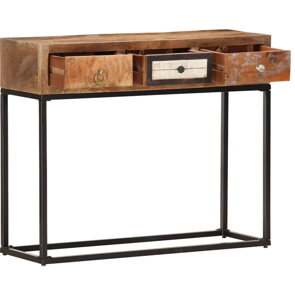 vidaXL Wandtafel 90x30x75 cm massief gerecycled hout goudkleurig, foto 2