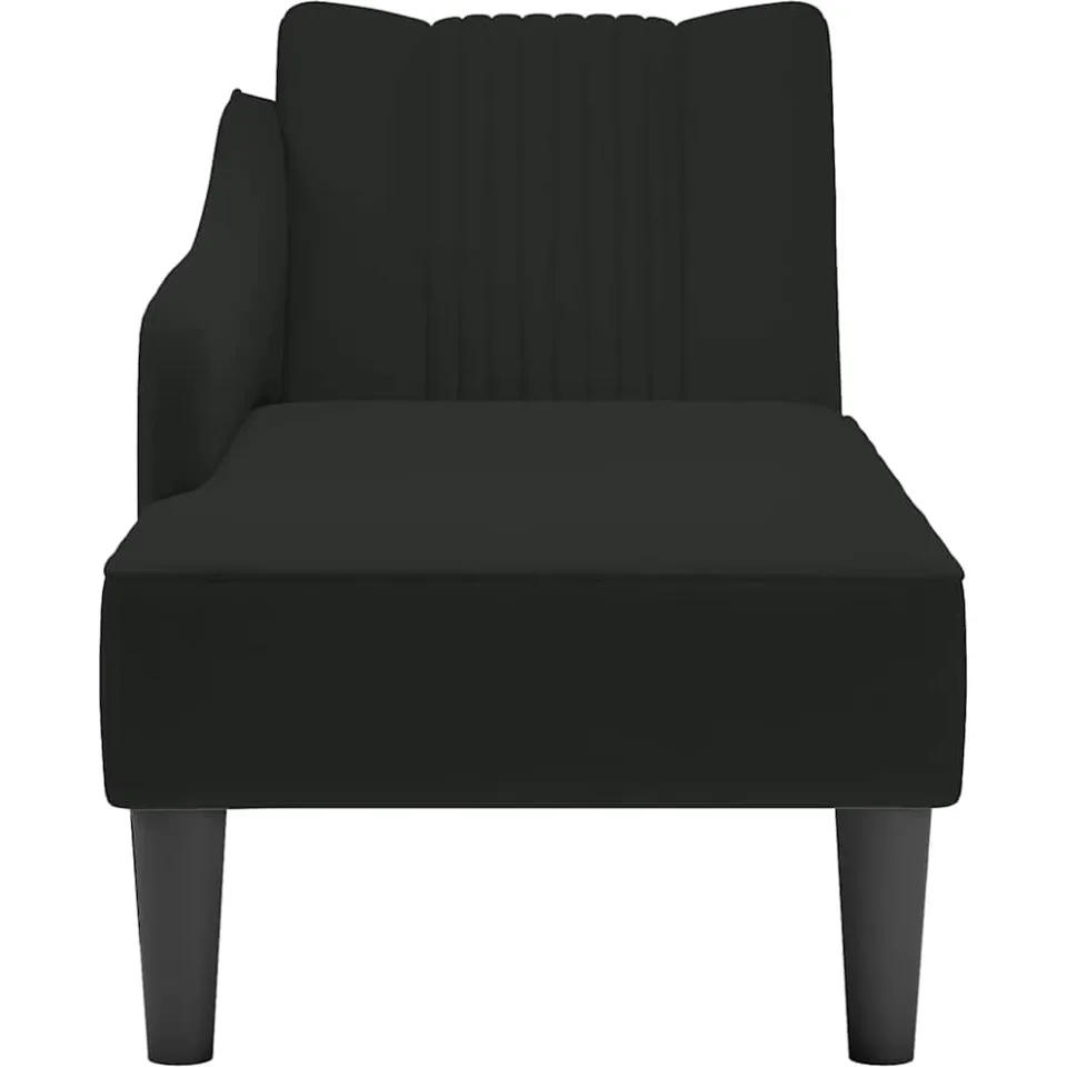 vidaXL Chaise longue met rechterarmleuning fluweel zwart, foto 4