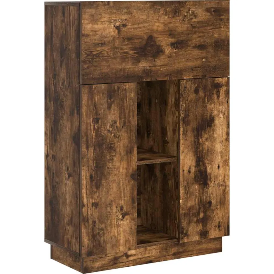 vidaXL Bureau Gerookt eiken 71,5 x 31,5 x 106,5 cm Bewerkt hout, foto 3