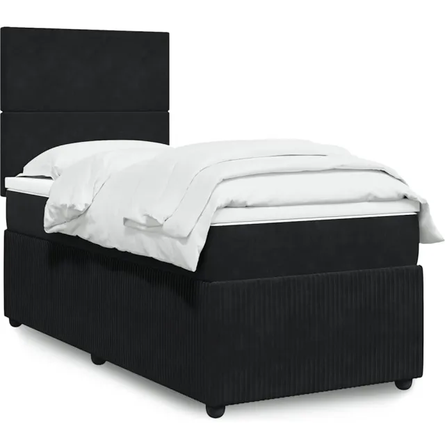 vidaXL Boxspring met matras fluweel zwart 90x200 cm
