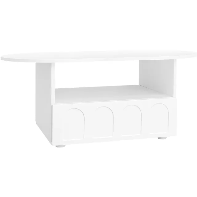 YYchan Salontafel - Met Lade en Opbergvak - Wolkvorm Ovaal - Modern Design - 100x60x40.5 cm - Wit