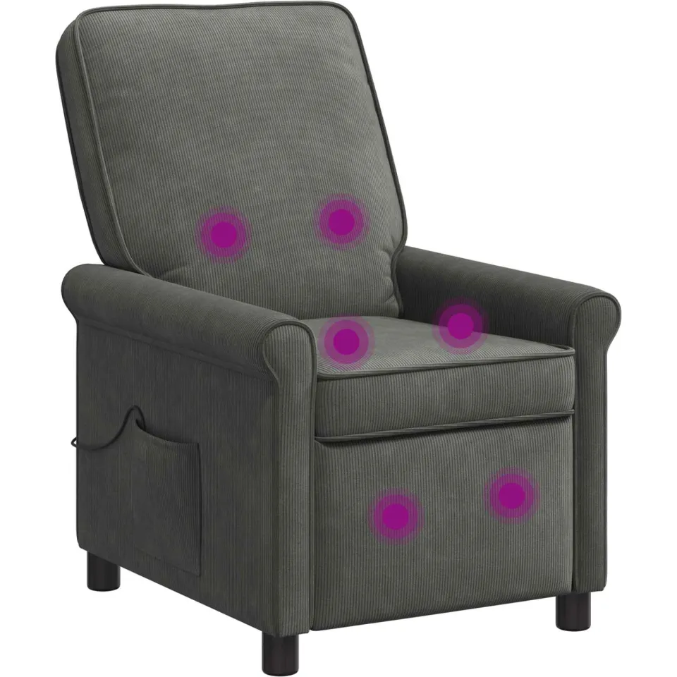 vidaXL Massage-relaxstoel Donkergrijs 69 x 95 x 101 cm Stof, foto 3