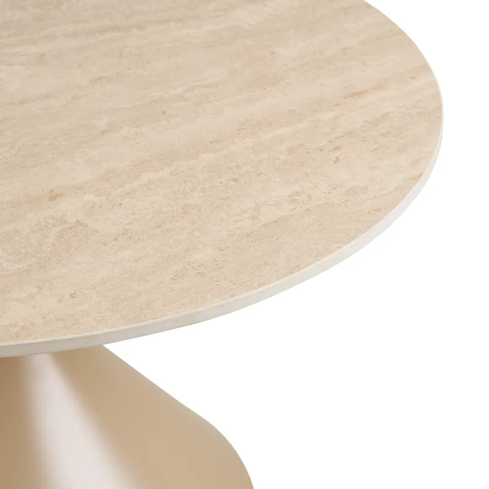 Artichok Anisa metalen salontafel met keramiek blad beige - Ø70, foto 4