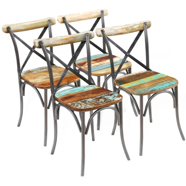 vidaXL Eetkamerstoelen 4 st massief gerecycled hout Meerkleurig