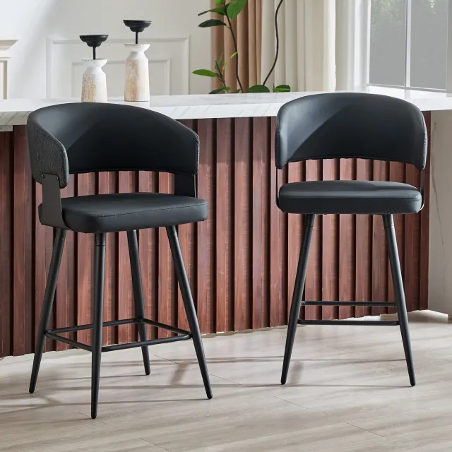 Clruro Eetkamerstoel - 1 Stuk - Gestoffeerde Stoel Met Rugleuning En Armleuningen - Minimalistisch & Mid-Century - Stof - Zwart
