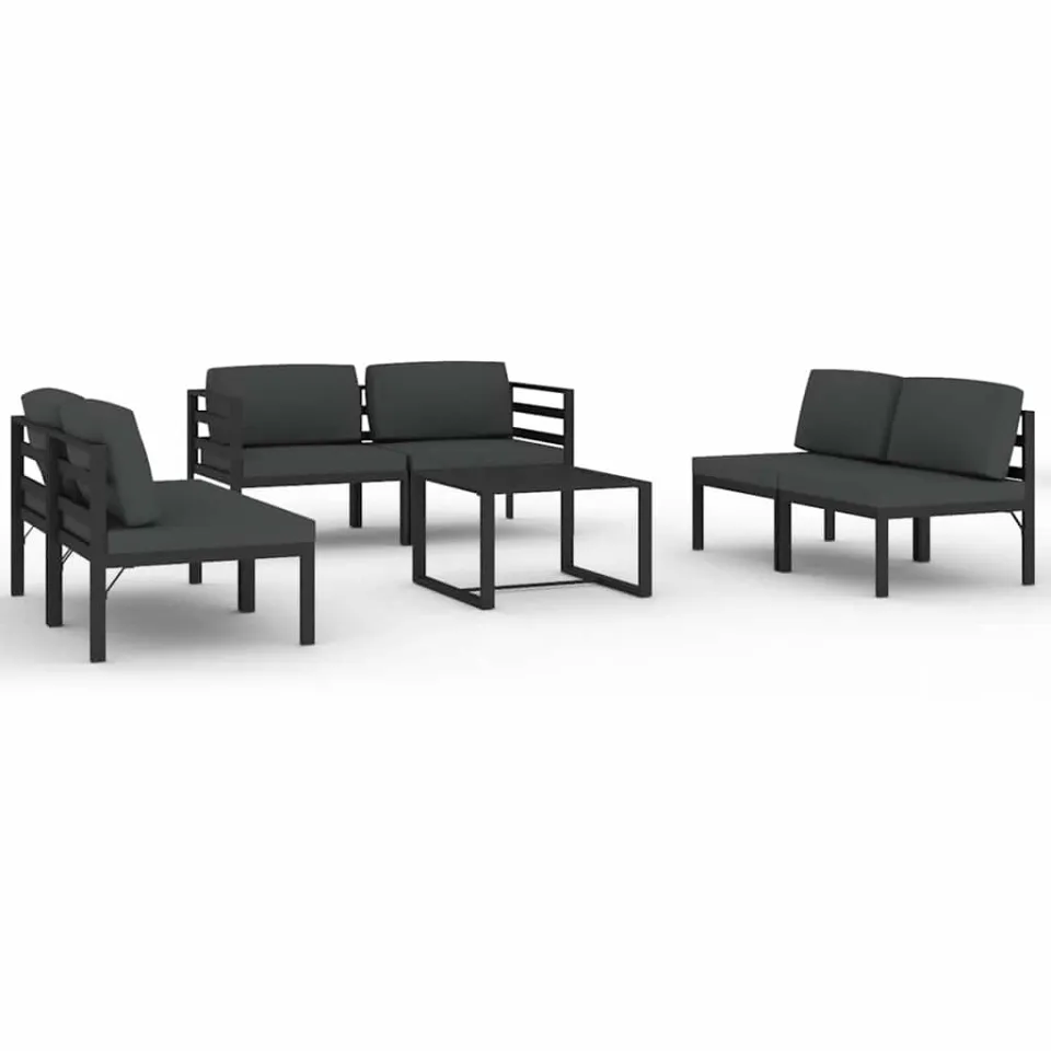 vidaXL 7-delige Loungeset met kussens aluminium antracietkleurig Anthraciet