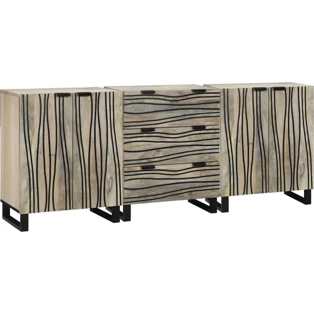 vidaXL Dressoir set 3 st Wit 180 x 33 x 75 cm Massief Mango Hout