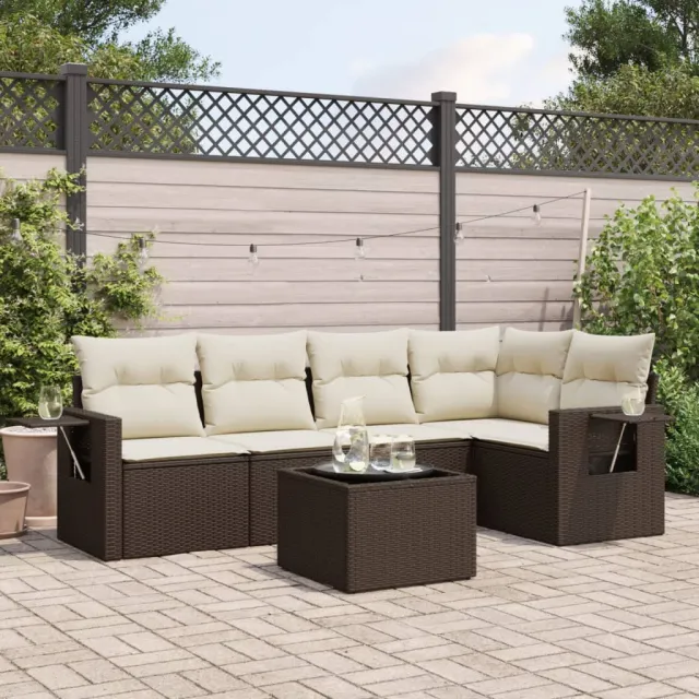 vidaXL 6-delige Loungeset met kussens poly rattan bruin, foto 2