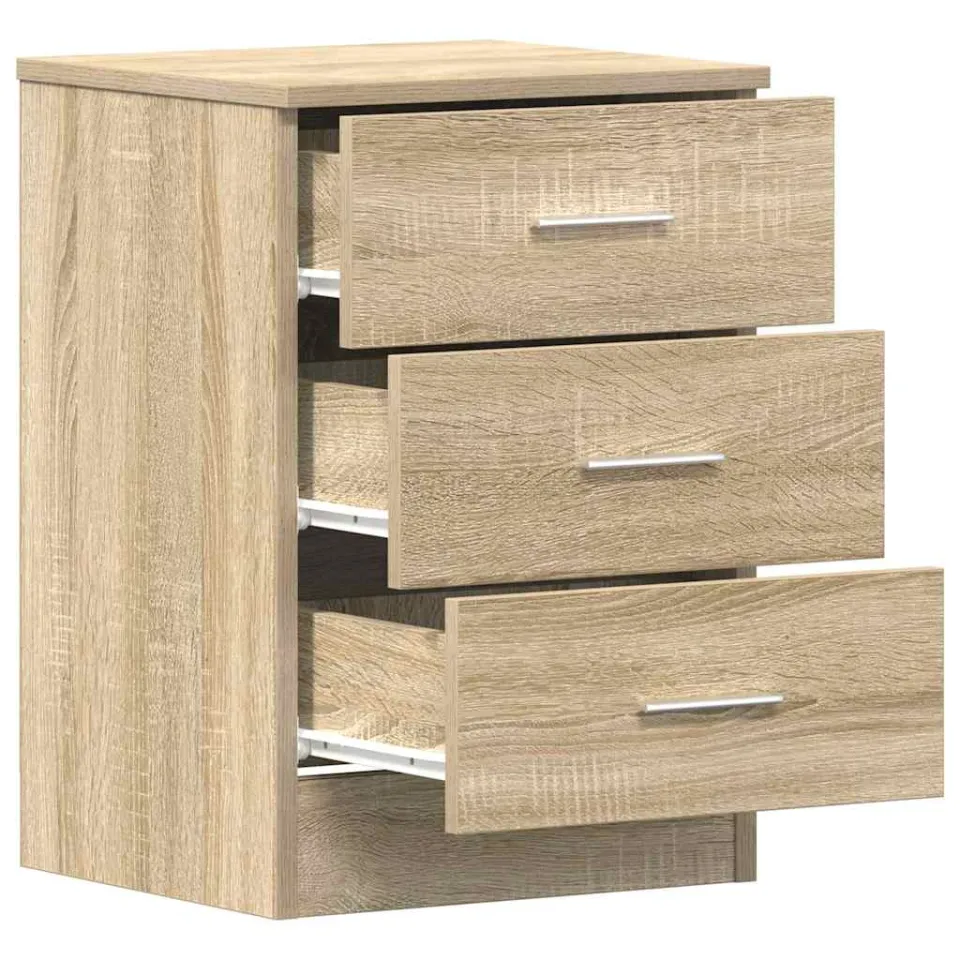vidaXL Nachtkastje 38x35x56 cm bewerkt hout sonoma eikenkleurig, foto 4