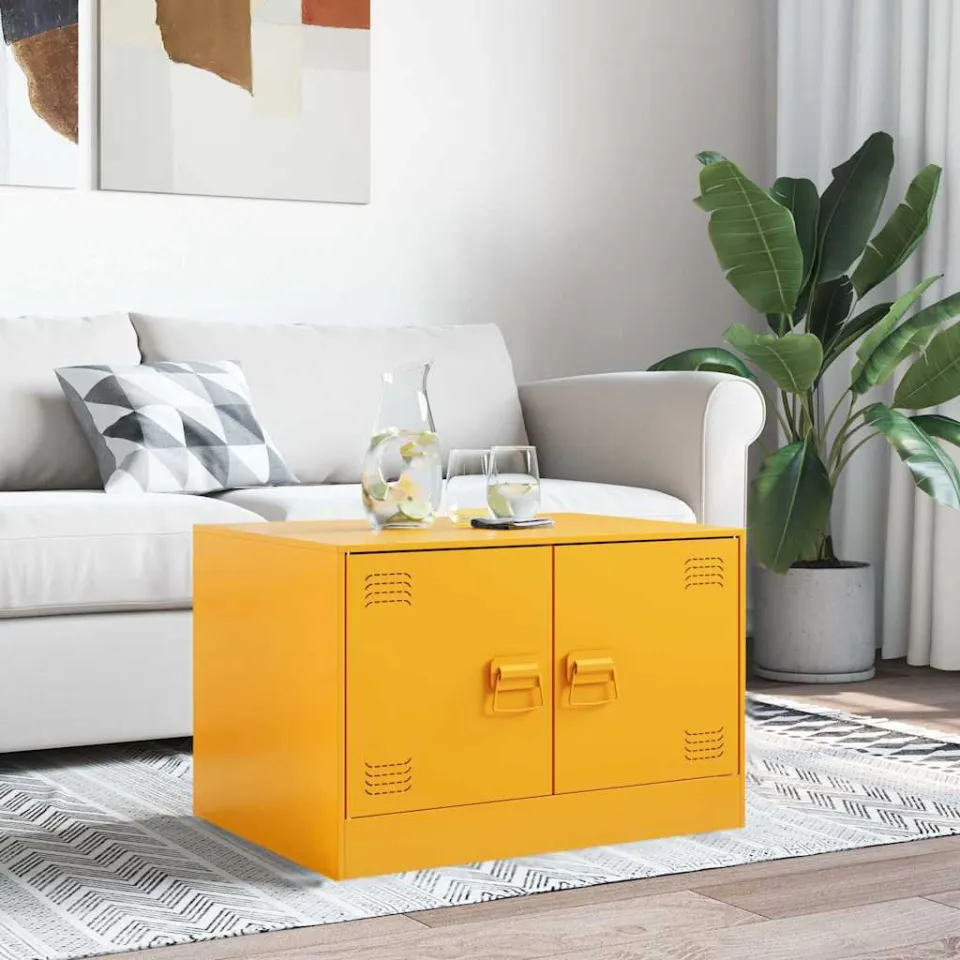vidaXL Salontafel 67x50x44 cm staal geel, foto 2