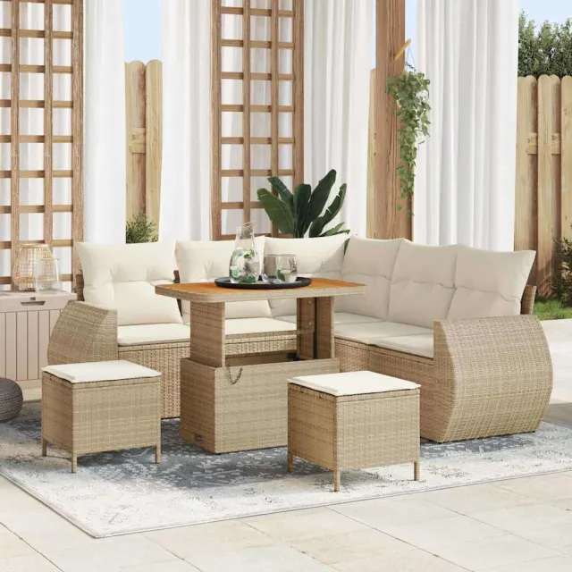 vidaXL Tuinbankenset 8 st Beige poly rattan Zwart