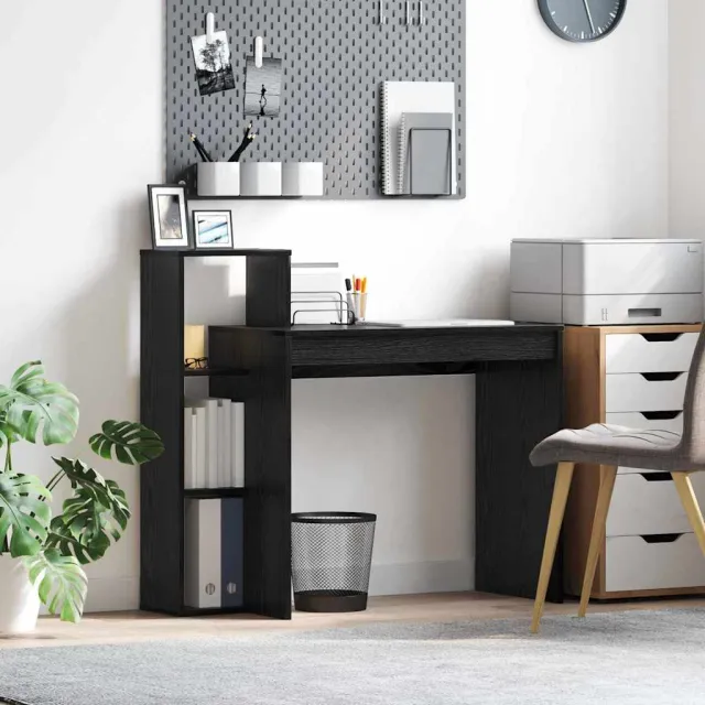 vidaXL Bureau Zwart Eiken 100 x 40 x 90 cm Bewerkt hout, foto 2