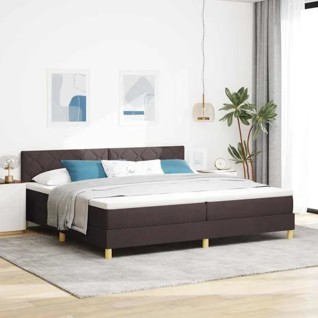 vidaXL LED Box Spring Bed met hoofdeinde Donkerbruin 200 x 200 cm Stof