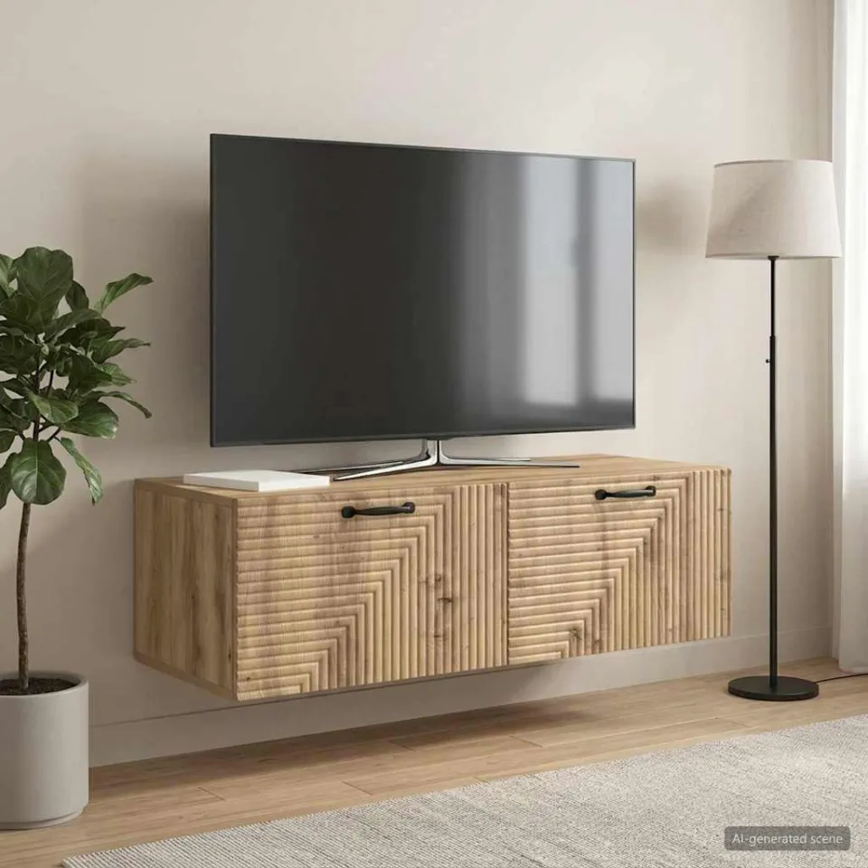 vidaXL Wandbeugel TV-kast 98 x 41 x 30 cm Artisanaal eiken, foto 4