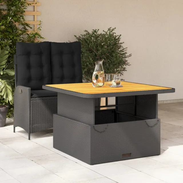 vidaXL 2-delige Tuinset met kussens poly rattan zwart, foto 2