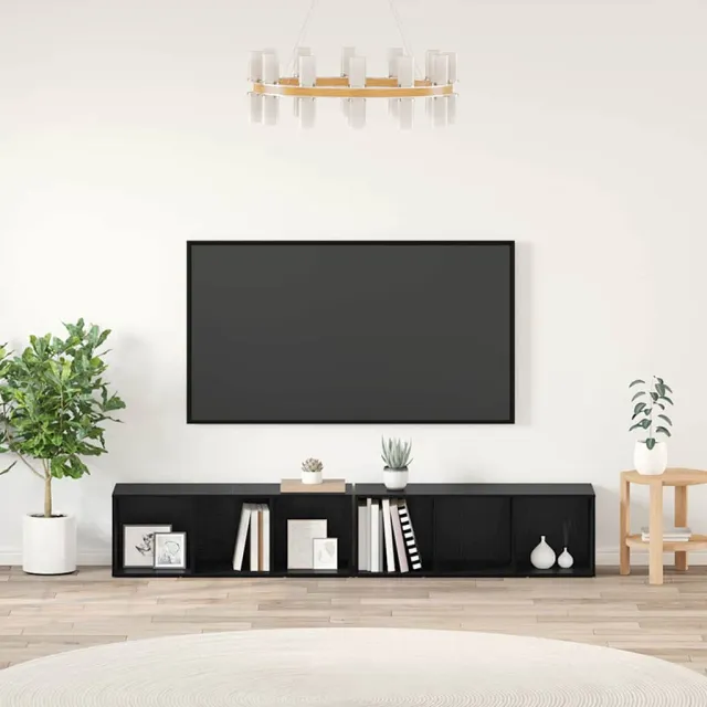 vidaXL Tv-meubelset 2 st 37 x 35 x 107cm Zwart Eiken
