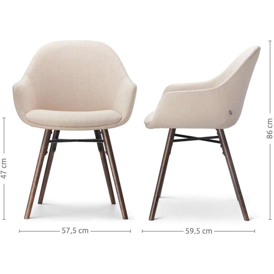 Nolon Nena-Mae eetkamerstoel beige - walnoot houten onderstel - set van 4, foto 3