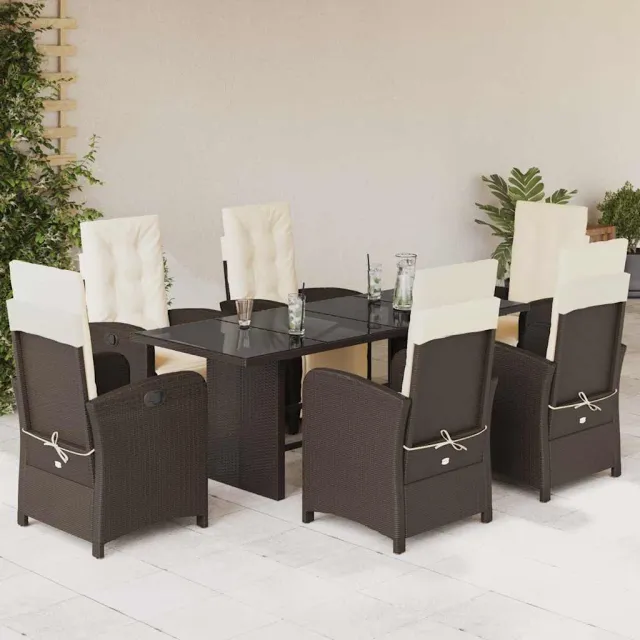 vidaXL 7-delige Tuinset met kussens poly rattan bruin, foto 2