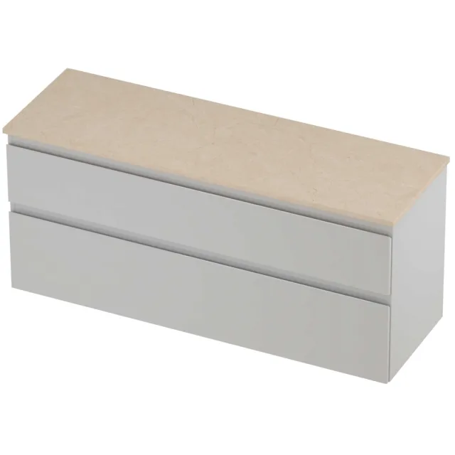 Proline Deck Badmeubelset Hardsteen Asymmetrisch 140x46x55 cm Sand Stone Glans Wit