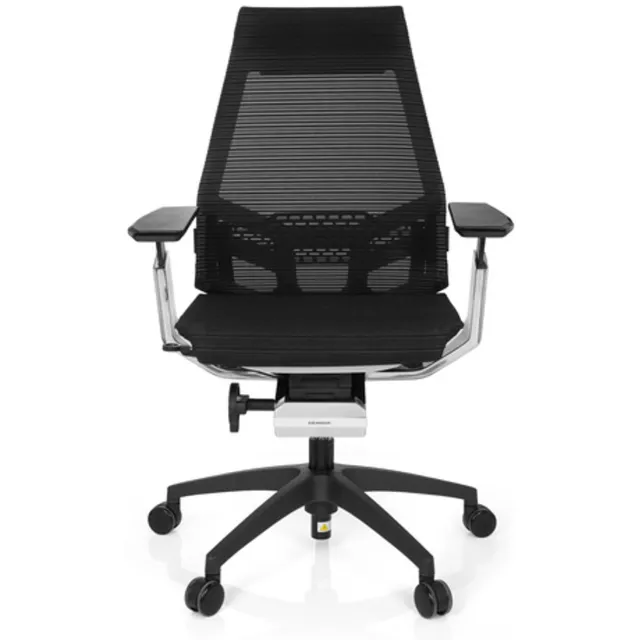 Bureaustoel GENIDIA SMART WHITE CM Netstof zwart AL chroom hjh OFFICE