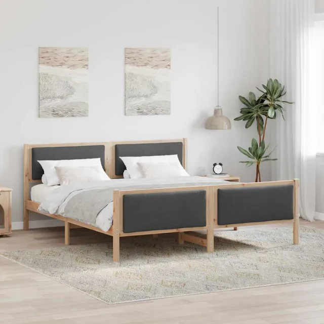 vidaXL Bedframe met hoofdeinde Donkergrijs 180 x 200 cm Stof Bruin