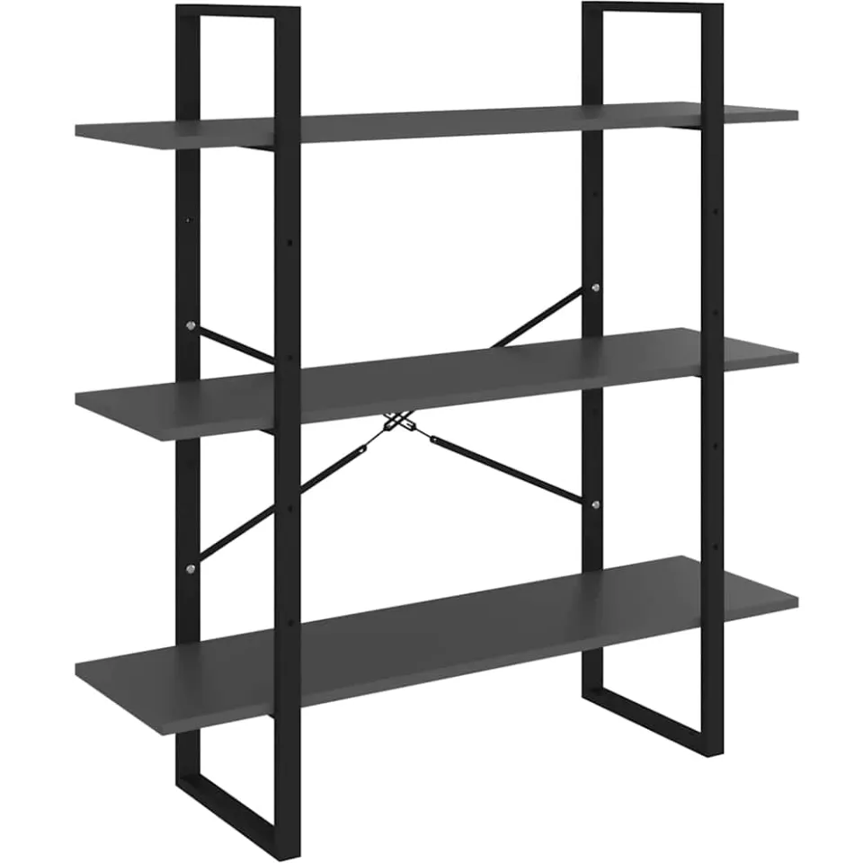 vidaXL Boekenkast met 5 schappen 100x30x175 cm bewerkt hout grijs, foto 4