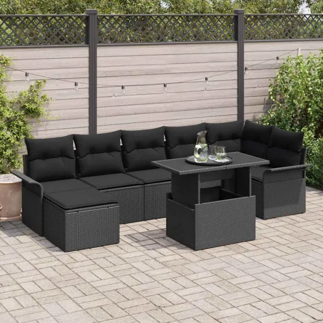 vidaXL Tuin Sofa Set 8 st Zwart Poly riet, foto 2