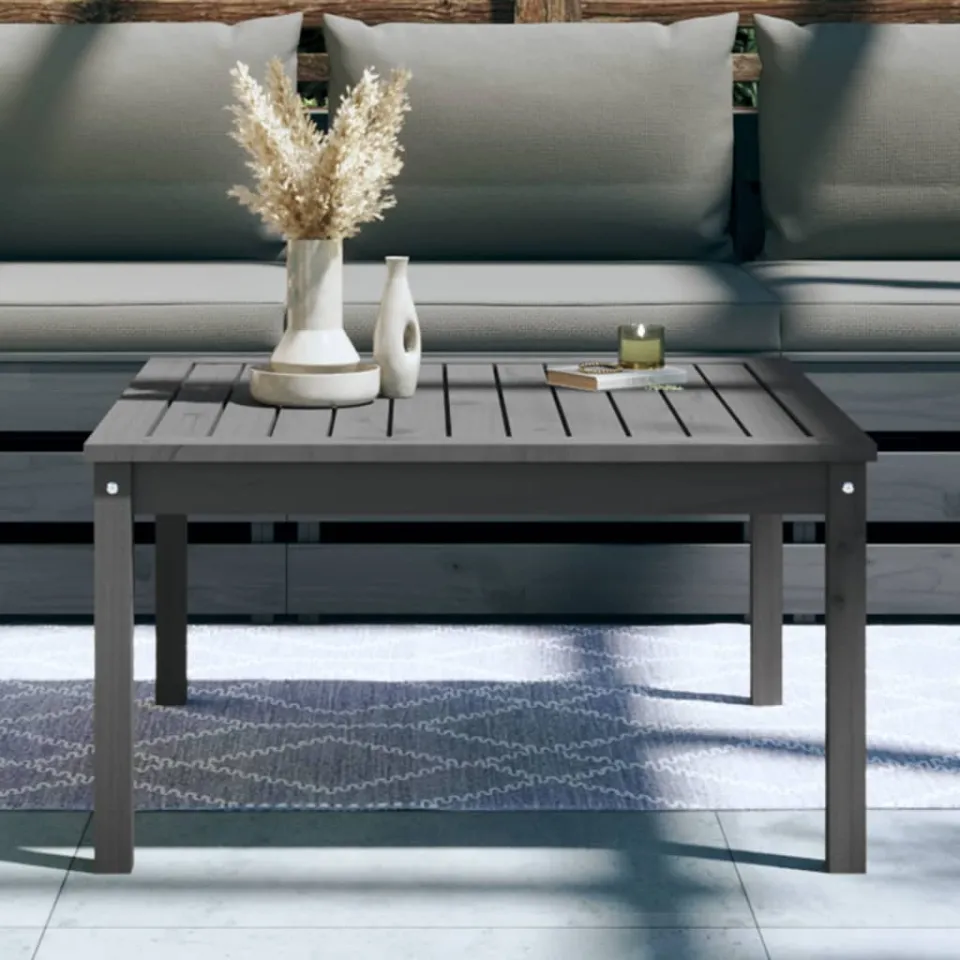 vidaXL Tuintafel 82,5x82,5x45 cm massief grenenhout grijs, foto 3