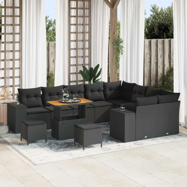 vidaXL Tuin Sofa Set 12 st Zwart poly rattan, foto 2