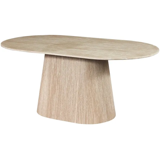Vente-unique Eettafel voor 8 personen van kunstmarmer - Beige travertijn effect - TIFULI